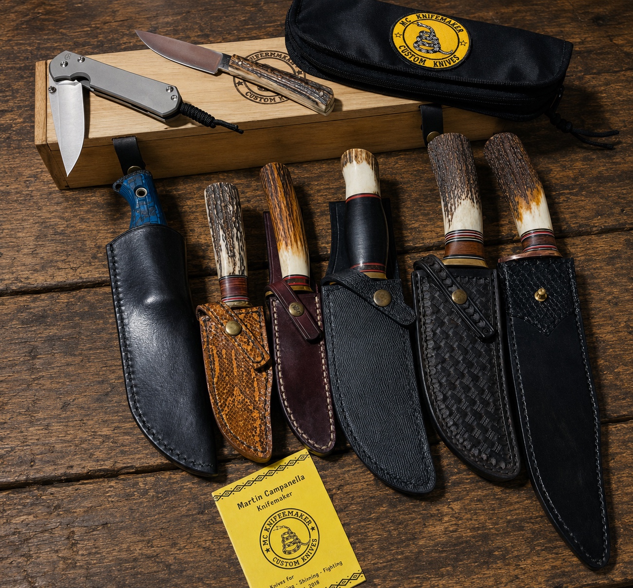 MC Knifemaker knife outdoors in a vineyard landscape