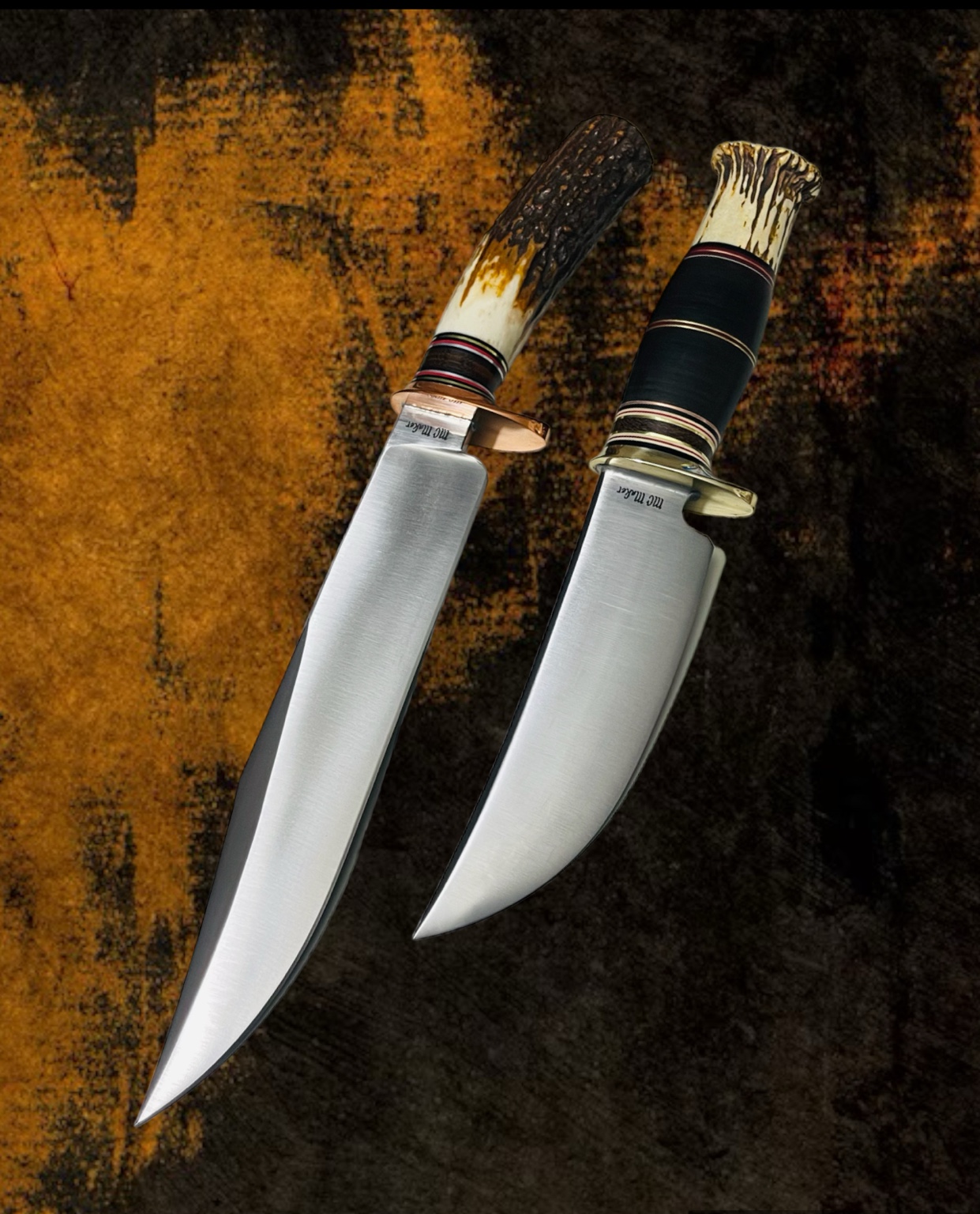 Two polished handmade knives